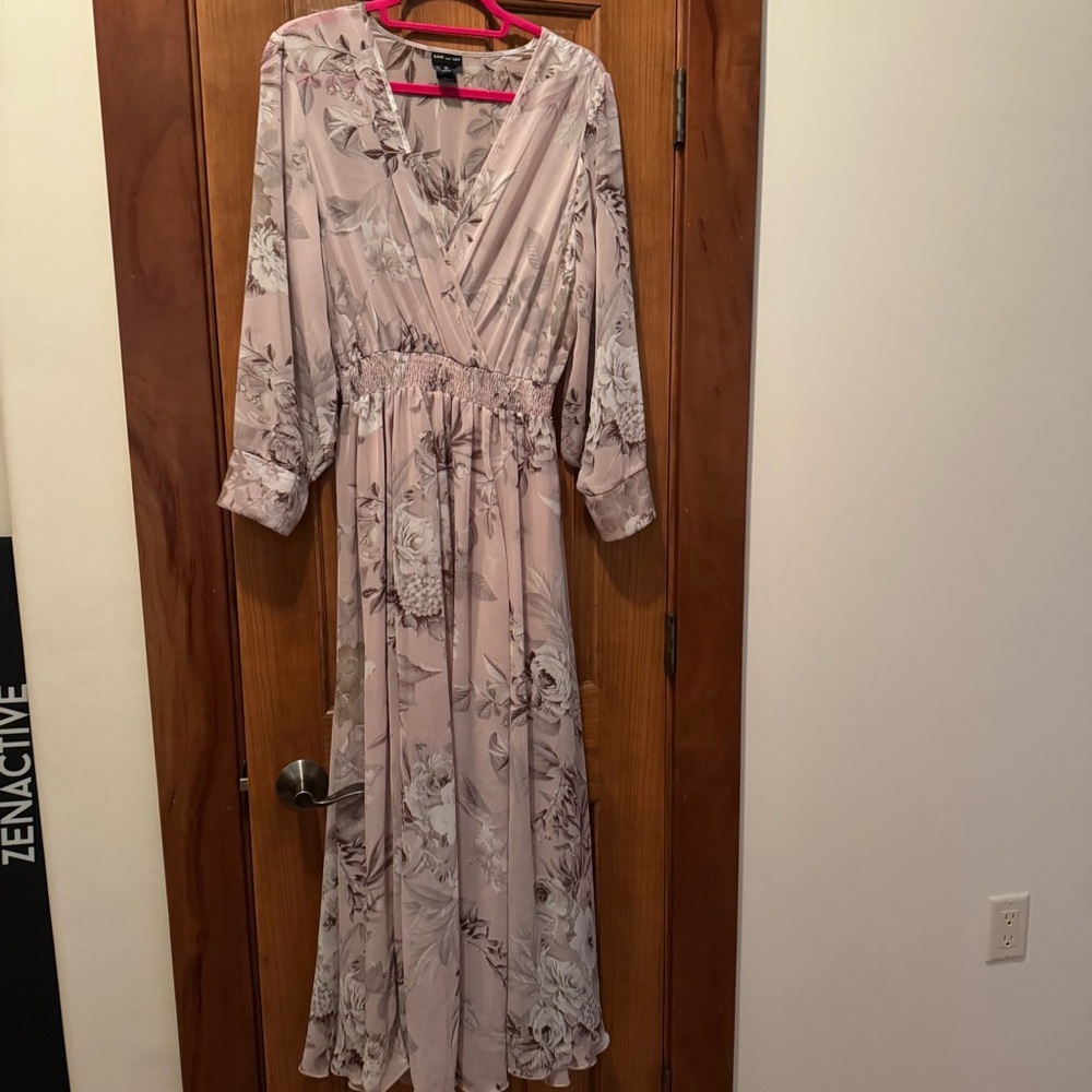 Kate and Lily Maxi Dress Women’s 12 Pink Sheer Floral Cottage Prairie Beach